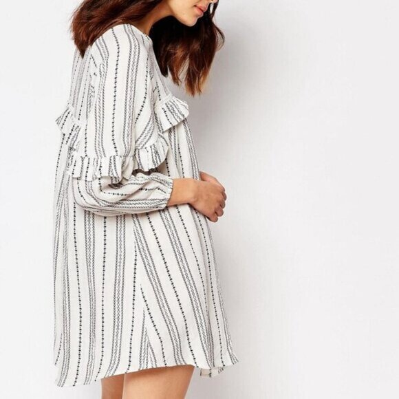 NEW ASOS embroidery smock mini dress small - Picture 6 of 15